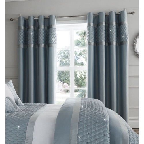 Catherine Lansfield Catherine Lansfield Sequin Cluster Double Duvet Set Duck Egg, Polyester-Cotton 2
