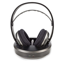 Drahtlose TV -Kopfhörer | Rf | Over-Ear | Maximale Akkulaufzeit: 11 Stunden | 100 m | Digital Audio | Batteriepuppe | Silber schwarz