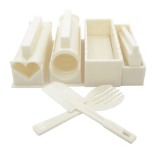 EXZACT EX-SM10 Sushi Maker kit 10pcs / Rice Roll Mold - 5 Unique Mold Shapes - Heart, Round, Pyramid, Square/DIY Japanese Cuisine at Home/Easy and...