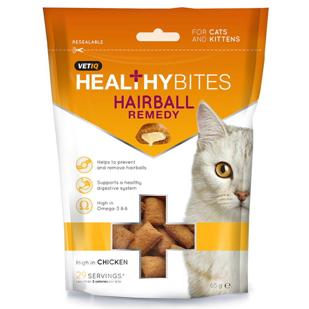 VetIQ Healthy Bites Cat Hairball Remedy Treats 65g (Pack Of 8)