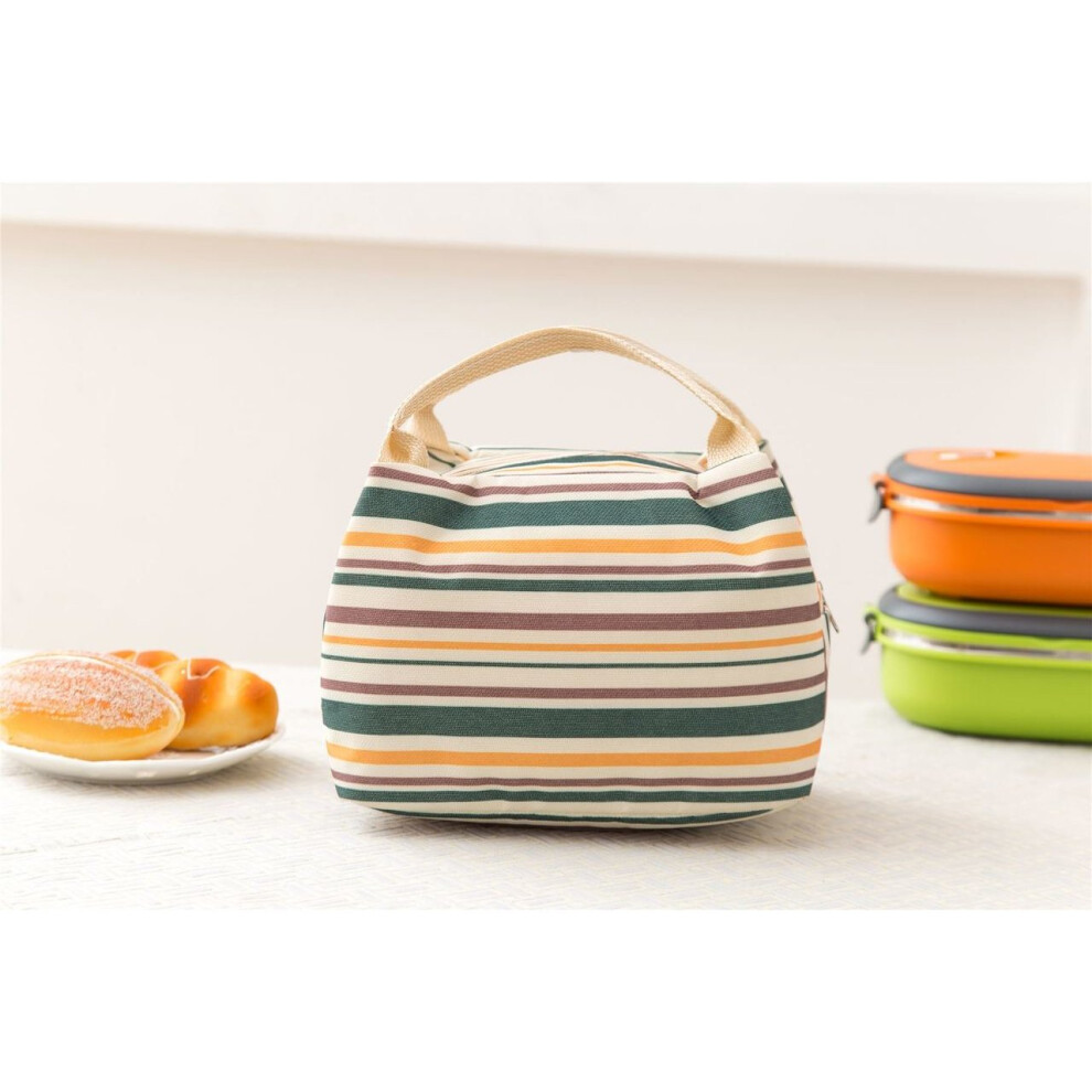Vinsani Insulated Striped Canvas Thermal Lunch Bag - Cream