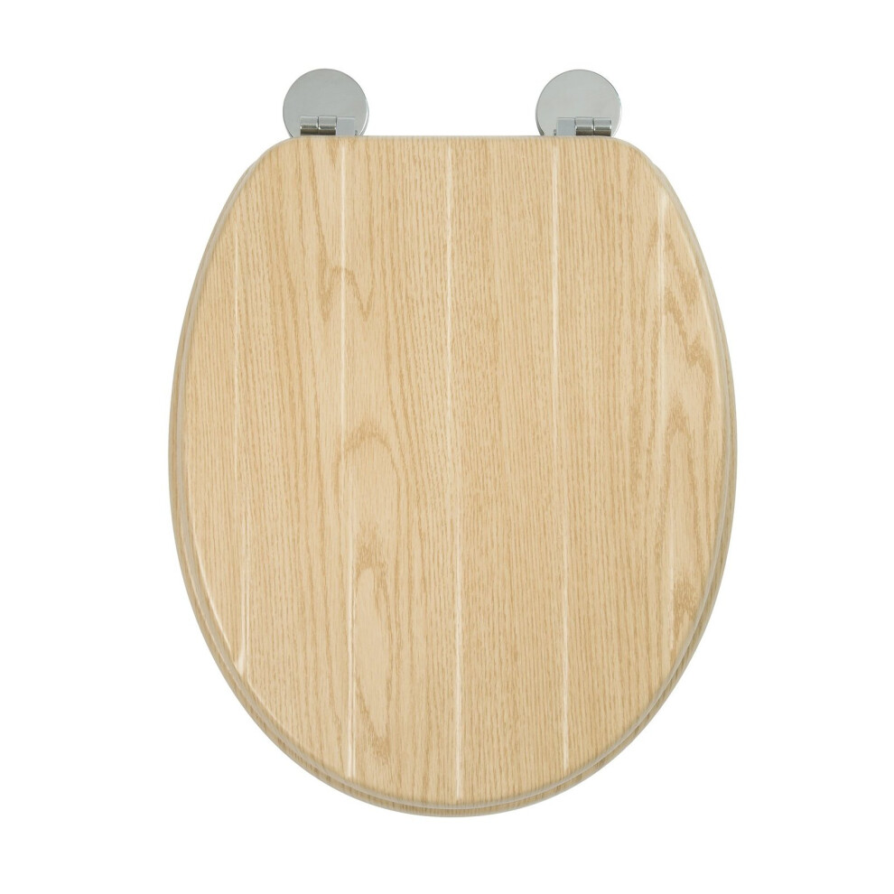 Croydex Flexi-Fix Geneva Always Fits Never Slips Toilet Seat, Wood, Oak Effect, 45 x 37.5 x 6 cm