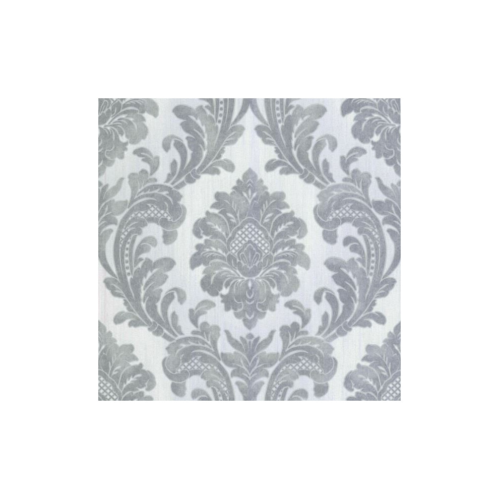 Elegant Milano 7 Damask Grey Silver Wallpaper Wall Decoration 10.05M X 0.53M 8014573955850