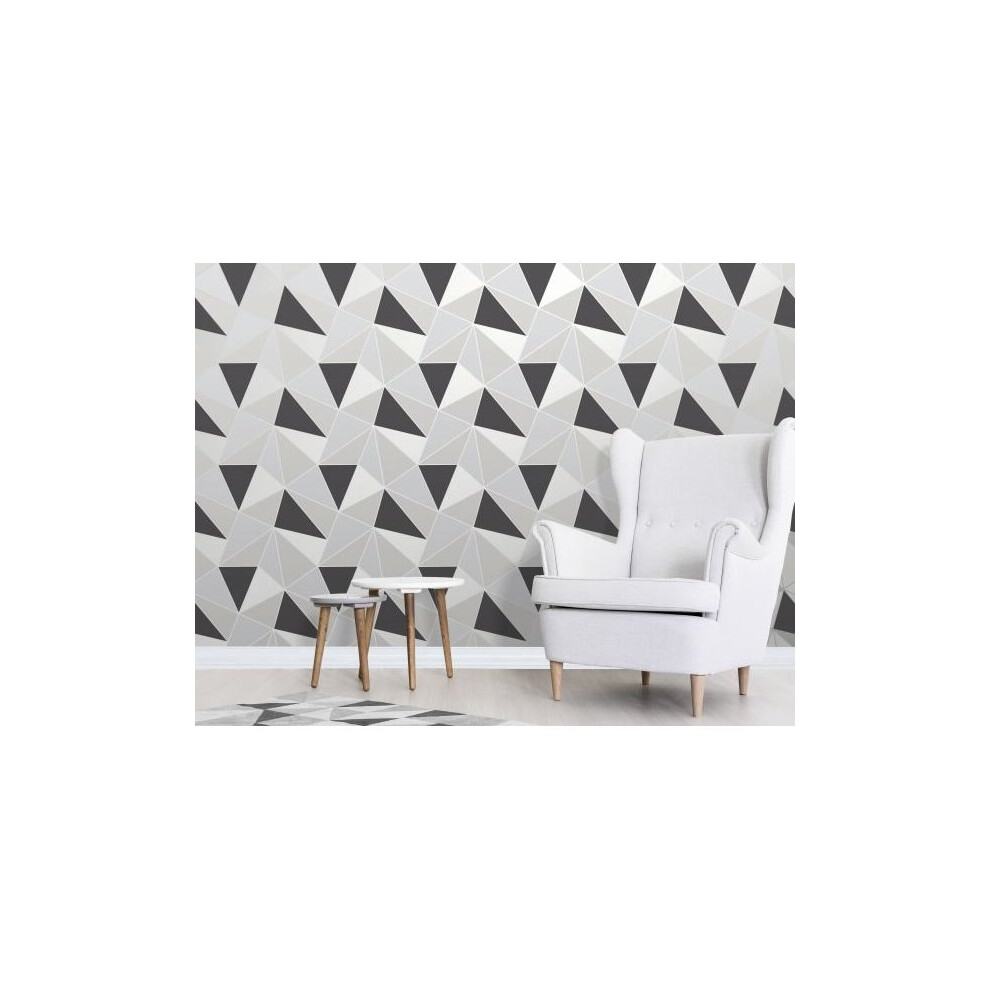 Elegant Apex Geo Sidewall Black Silver Wallpaper Wall Decoration 0.52M X 10.05M 5011419419944