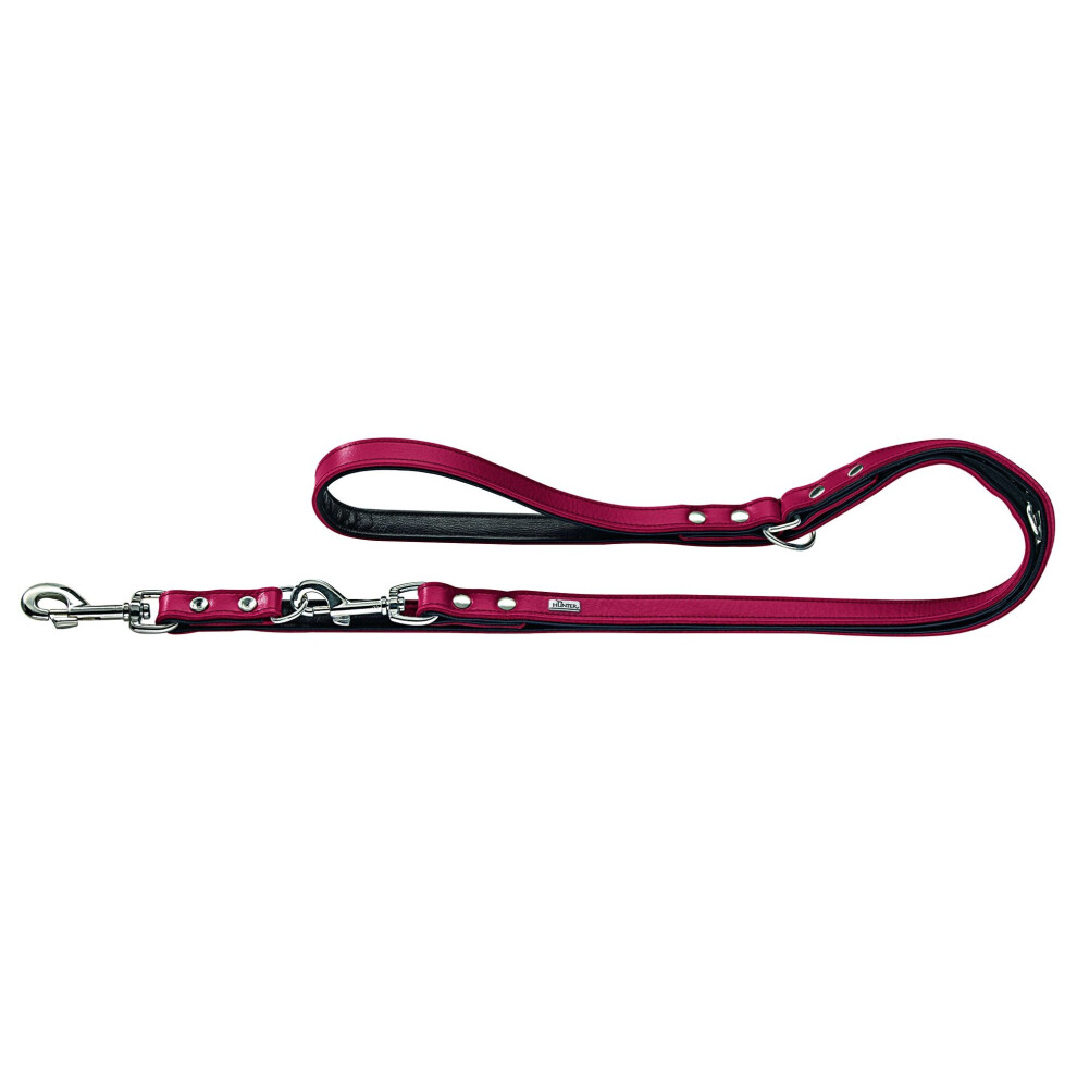 HUNTER Nickel-Plated Split-Leather Basic Training Lead Rope, 13 x 200 cm, Medium, Red/Nappa Black