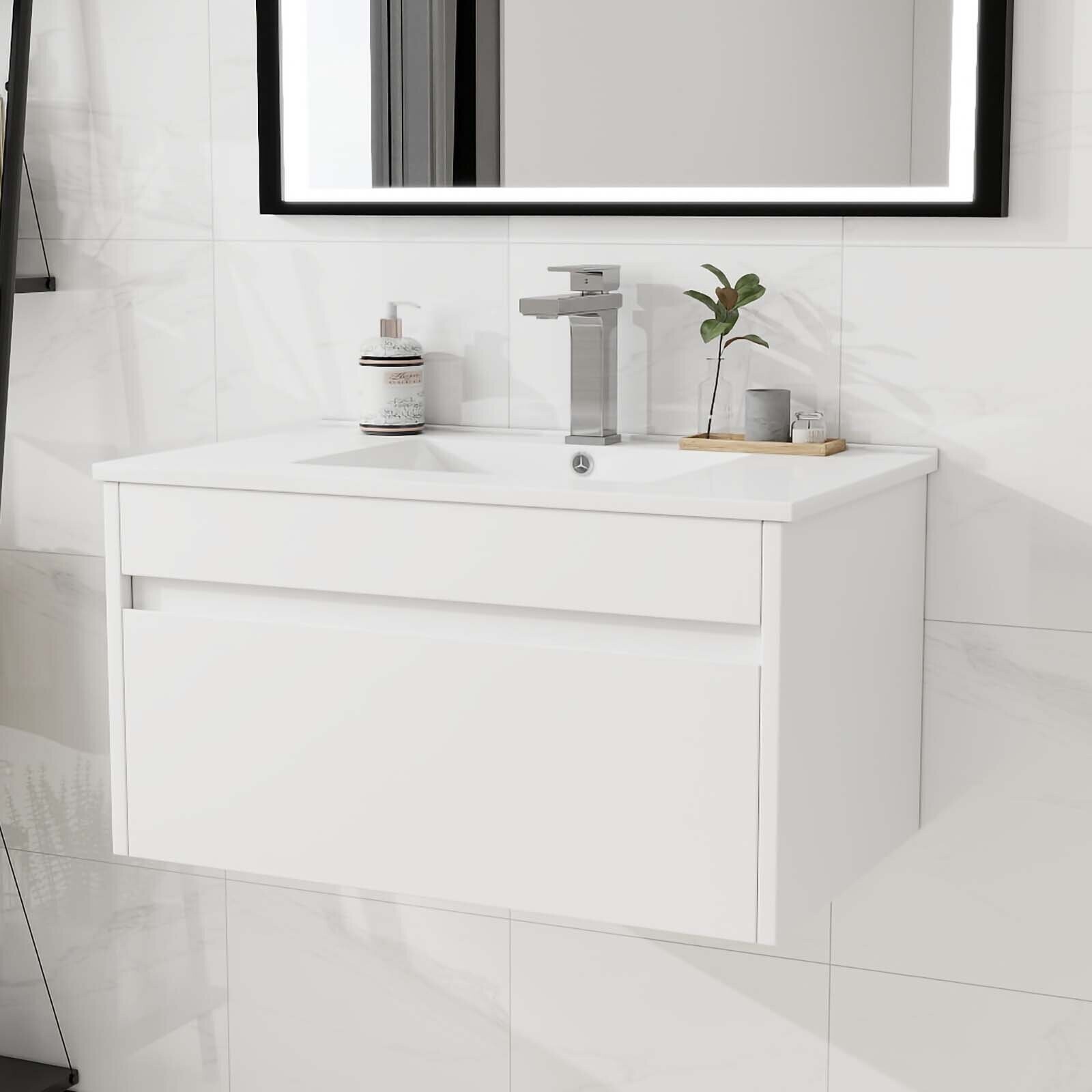 750mm Bathroom Vanity Unit & Basin Sink Wall Hung Cabinet 100% Waterproof on OnBuy