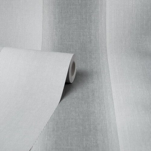 Crown Kirby Stripe Charcoal Wallpaper Crown Textured Vinyl White Grey Modern 2