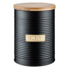 Typhoon Living Otto Airtight Sugar Storage Canister with Bamboo Lid, 1.4 Litre, Matte Black / Gold