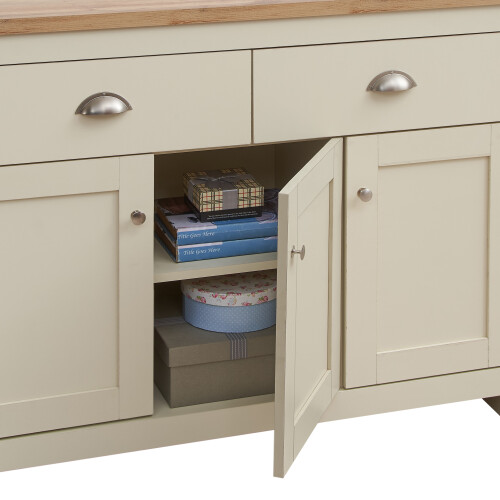 Timber Art Design UK Lisbon Sideboard 3 Doors 2 Drawers Buffet Storage Cabinet Cupboard Cream 1
