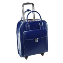McKlein 97697 15.6 in. Uptown Leather Vertical Wheeled Ladies Briefcase, Navy - 13.5 x 6 x 16 in.