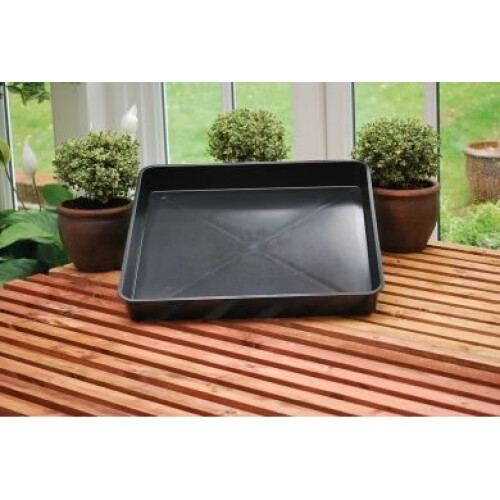 Square Garden Tray Black Plastic Potting