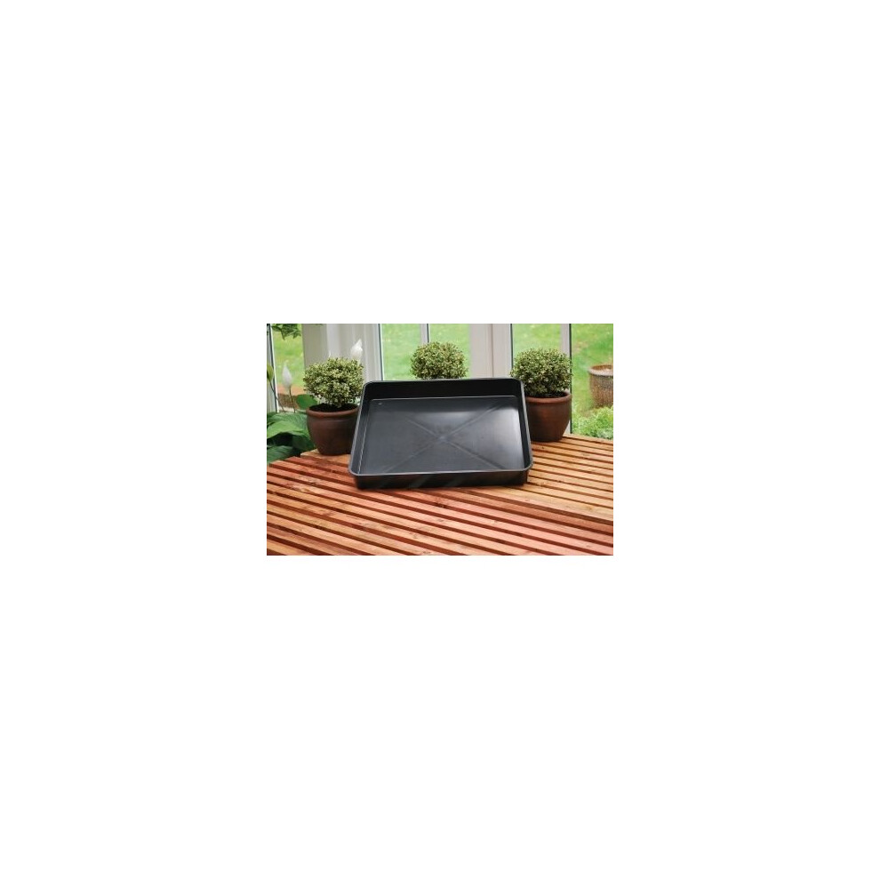 Square Garden Tray Black Plastic Potting