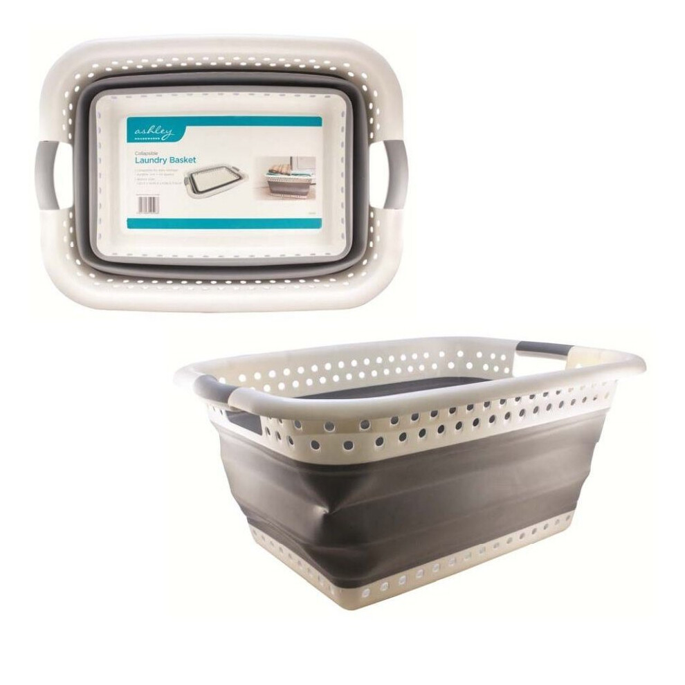 Space Saving Collapsible Laundry Basket Plastic With Handles Durable