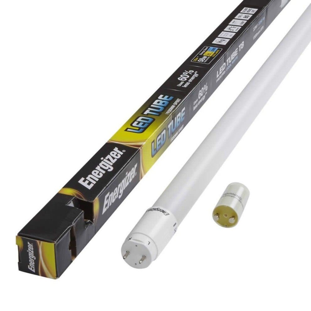 ENERGIZER HighTech T8 Led Tube - Retrofit Fluorescent Tube Replacement - Includes Starter (4ft - 1200mm 18w (36w Replacement), 4000k - Cool White)