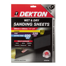 Dekton 9 Pack Of Assorted Wet & Dry Sanding Sheet Sandpaper 230 X 380mm