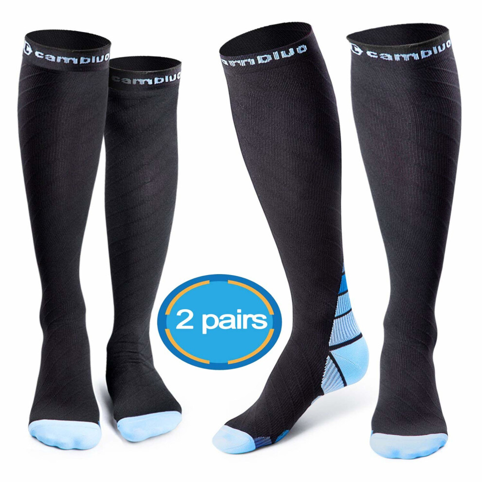 CAMBIVO 2 Pairs Compression Socks for Men & Women, Running, Crossfit, Flight, Pregnancy, Nurses, Shin Splints, Sports, Travel, Enhance Circulation...