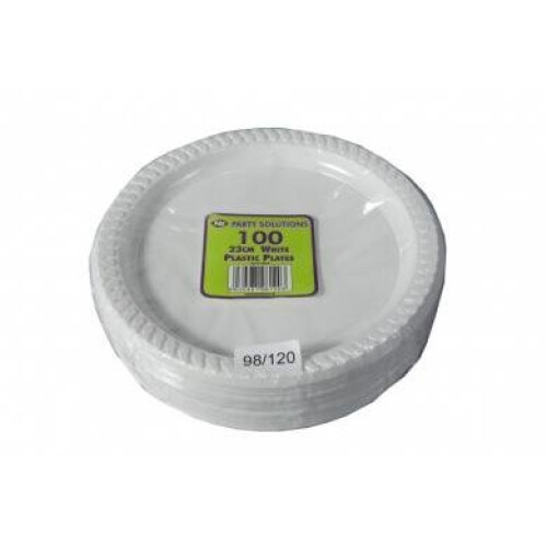 Pack Of 100 23Cm White Plastic Plates