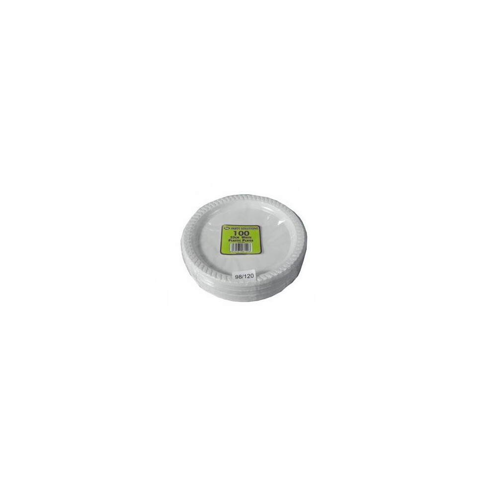 Pack Of 100 23Cm White Plastic Plates