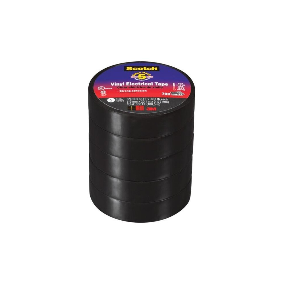 Scotch 24413-BA-6 0.75 in. Vinyl Electrical Tape  Black -