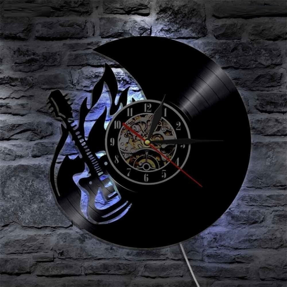 Music Art Guitar LED Vinyl Home Art Wall Clock