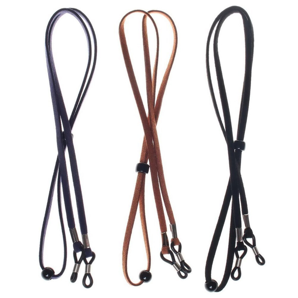 Ruix 3 Pieces Eyeglass Strap, PU Leather Eyeglass Chain Eyeglass Cords Retainer