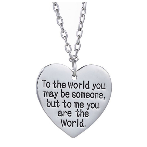Women's Gift Necklace GF Mother Daughter Love Heart Pendant You Are The World