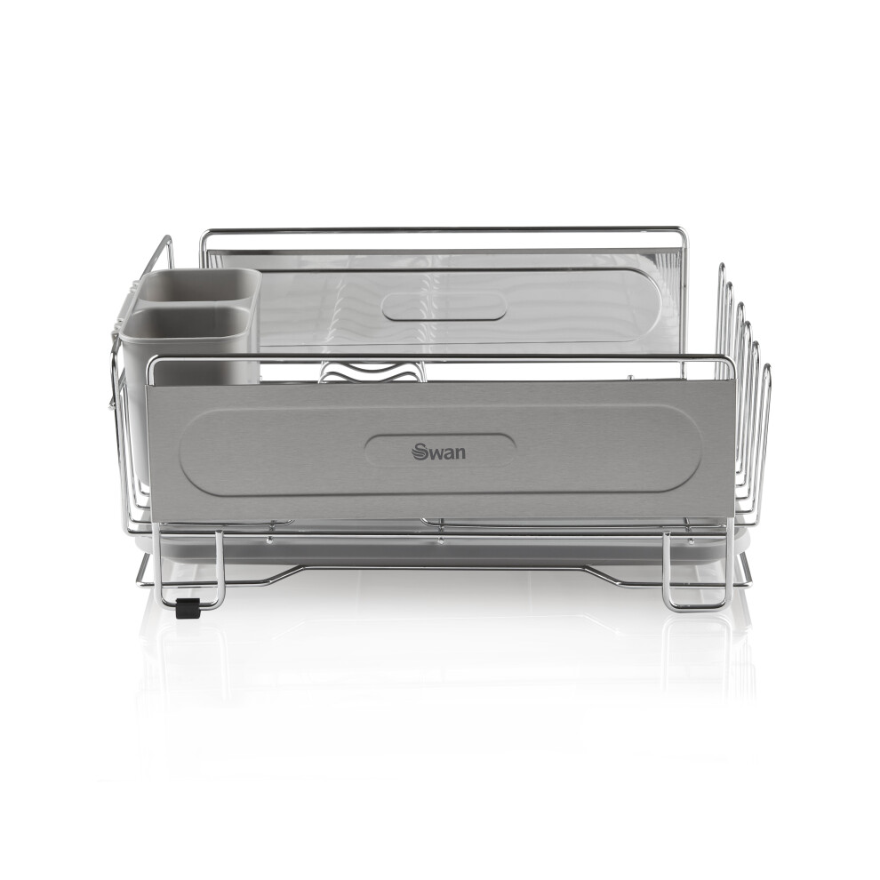 Swan SWKA5050N Dish Rack, Rust Resistant Dish Drainer with Anti Slip Feet and Drip Tray, Chrome
