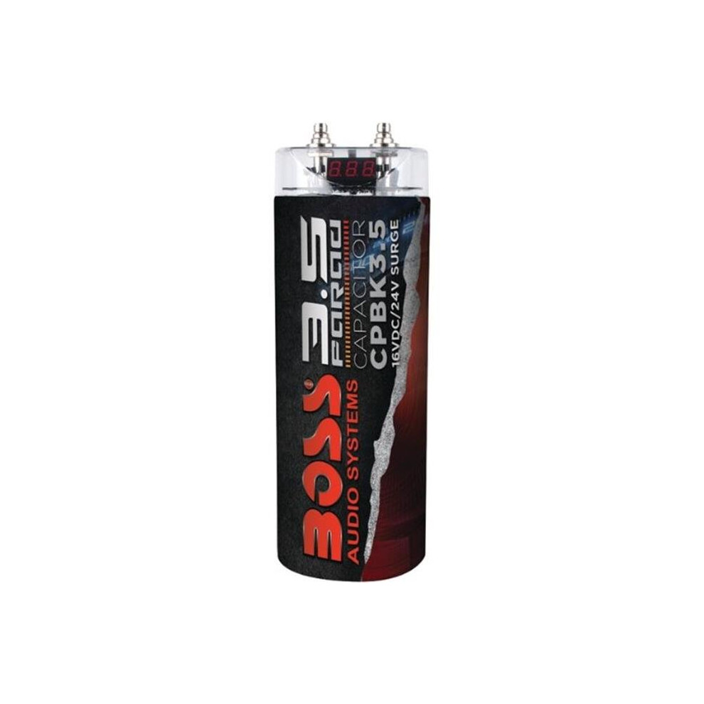 Boss 3.5 Farad Capacitor, Digital Voltage Meter - Black - CPBK3.5