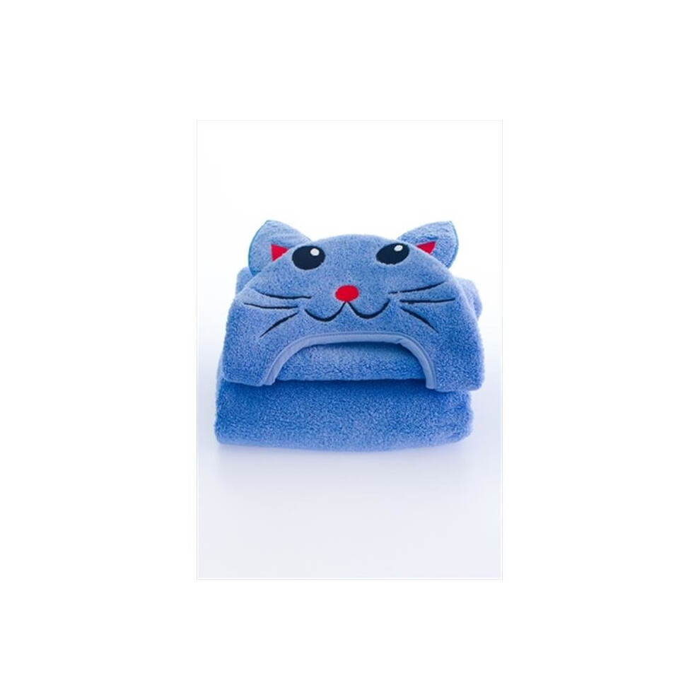 Htc002 Toddler Cat Hooded Turkish Towel - 2 Years-5 Years Blue Little Ashkim