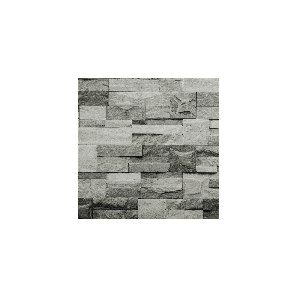 Hyfive Grey 3D Brick Wallpaper | Stone Effect Wallpaper