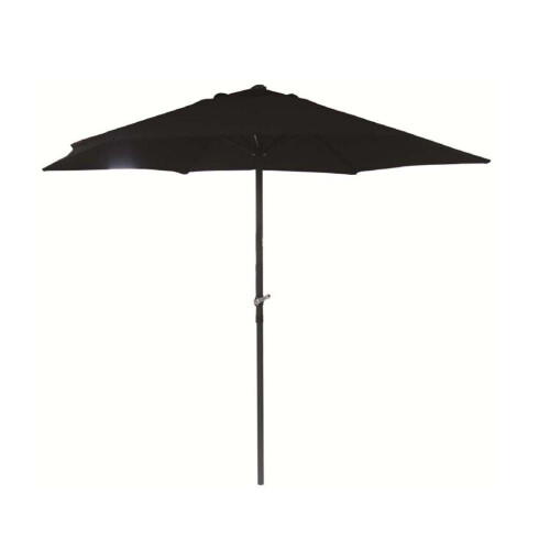 2.7M Wind Up Parasol With Steel Shaft Black Garden Umbrella