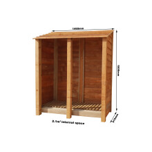 (Rustic Brown, Without Kindling Shelf) Log Store Wooden W-1460mm x H-1800mm x D-810mm