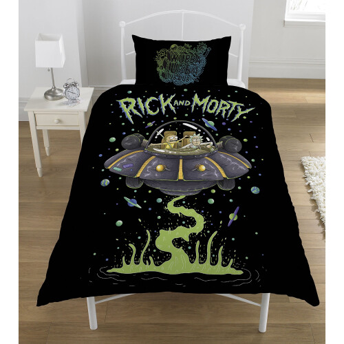 Rick And Morty Rick and Morty" UFO Duvet Set, Polyester-Cotton, Multi-Colour, Single