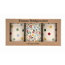 Emma Bridgewater - Polka Dot Floral set 3 caddies D10.6x15cm