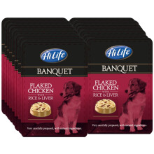 HiLife Banquet Dog Food Pouches, Flaked Chicken Breast with Rice and Liver, 15 x 100g Pouches