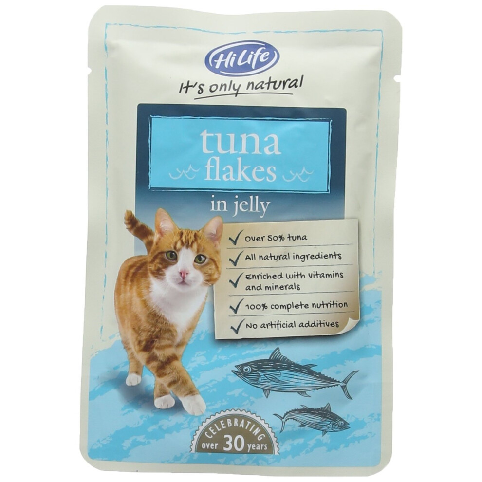 HiLife it's Only Natural Tuna Flakes Cat Food, 18 x 70 g