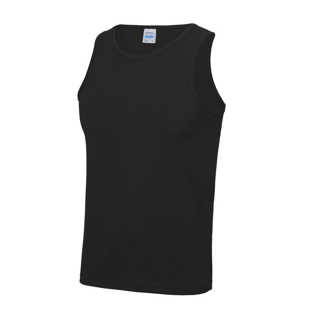 (Jet Black, S) AWDis Cool Mens Sporty Fit Running Sports Fitness Workout Sleeveless Vest Top