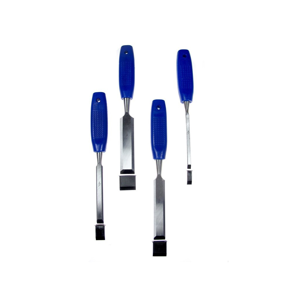 4 Piece Plastic Handle Wood Chisel Set In Box - 6 19 25mm 12 Tools Bluespot -  wood chisel set 4 6 19 25mm 12 tools bluespot 28124 bs28124
