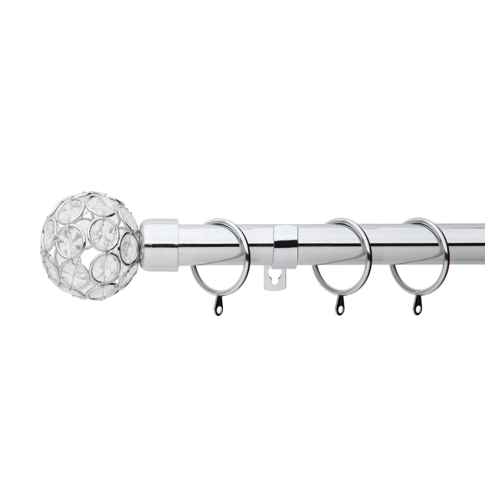 (Nickel, 70cm - 120cm, 28" To 47" Approx) A.Unique Home Beaded Gem Metal Extendable Curtain Pole