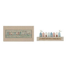 MINIATURE Shabby Chic Wooden BEACH HUTS Ornament / Decoration - Nautical / Beach / Seaside Ornament - "Smile and Have a Sunny Day" - 11cm