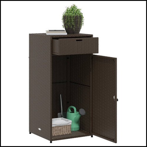 vidaXL Gartenschrank Braun 55x55x111 cm Poly Rattan 1