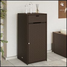 vidaXL Garden Storage Cabinet Outdoor Storage Box Cupboard Brown Poly Rattan