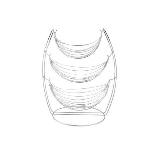 65cm 3-Tier Chrome Wire Hanging Fruit & Vegetable Basket - Triple Chrome Plated Durable Display Stand