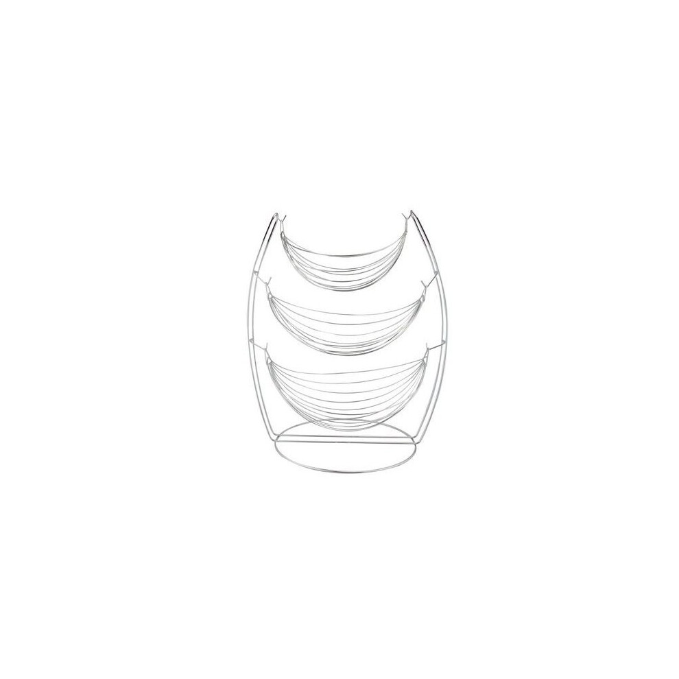 65cm 3-Tier Chrome Wire Hanging Fruit & Vegetable Basket - Triple Chrome Plated Durable Display Stand