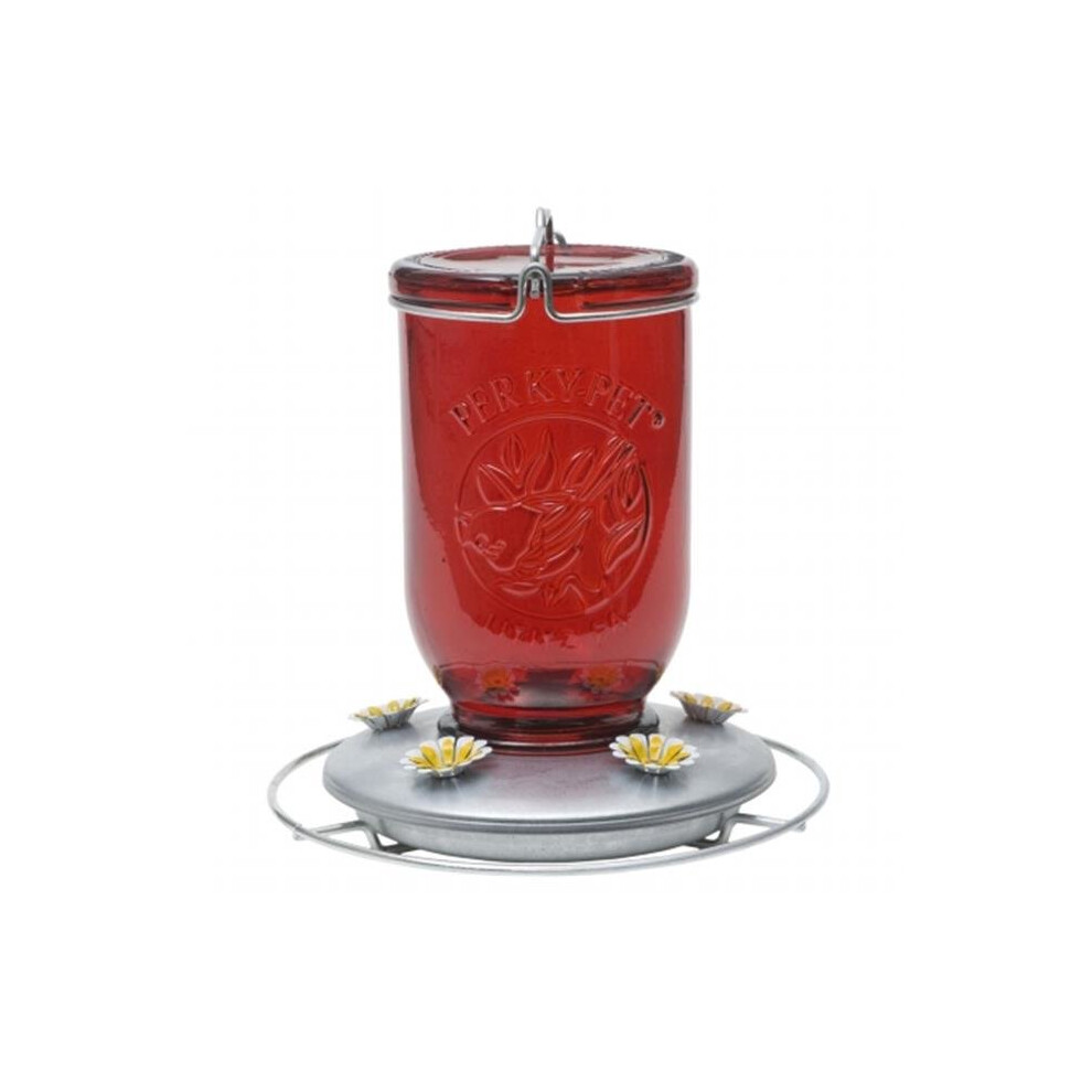 Perky Pet PP786 Red Mason Jar Hummingbird Feeder