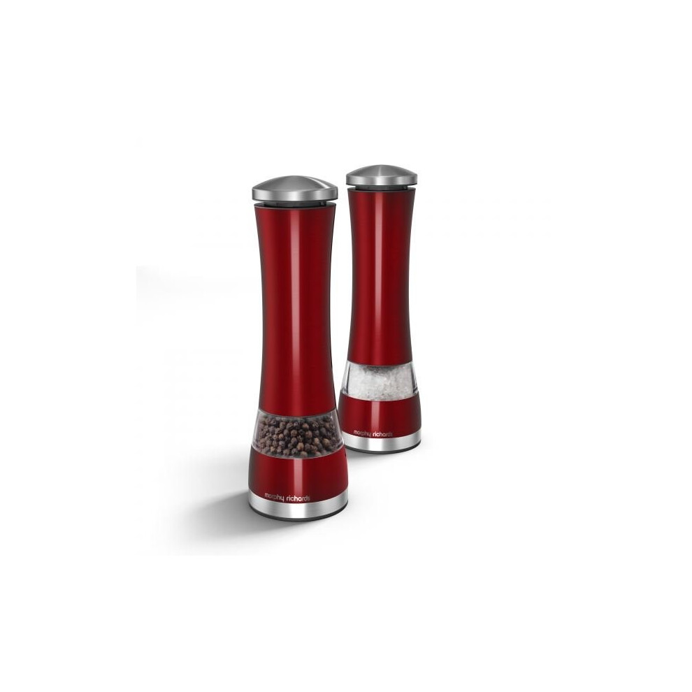 Morphy Richards 974221 Accents Electronic Salt and Pepper Mill Set, Red, Stainless Steel, Red