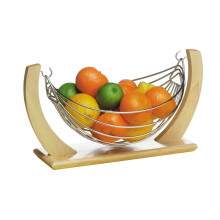 Quirky Rubberwood Fruit Hammock, Functional Design Wooden Fruit Hammock, Wooden Frame Fruit Hammock