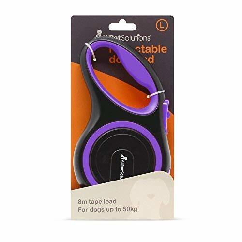 All Pet Solutions Retractable Dog Lead Extending Leash, Size 8M - 50 kg, Large, Purple 1