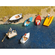 OO/HO Small boats set (6 pieces) for water scenery - Busch 1157 -free post F1