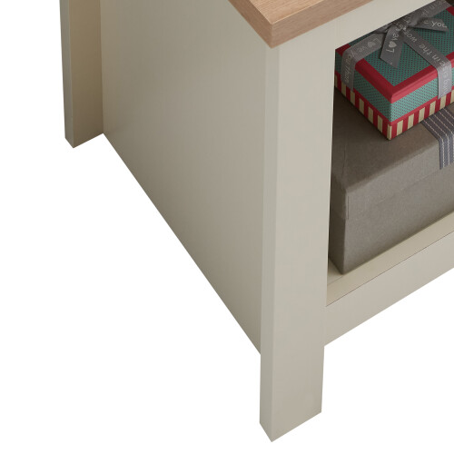 Timber Art Design UK Lisbon Side Lamp Table Bedside Cabinet With Open Storage Shelf Cream 1